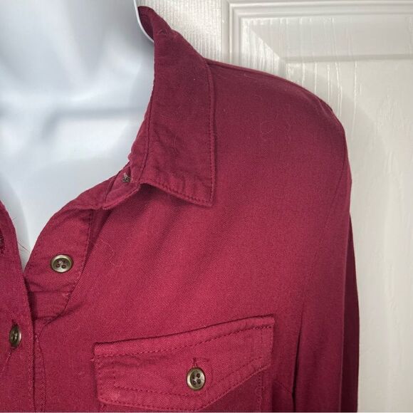 Old Navy Half Button Down Tunic Shirt Dress Pinot Maroon Red S - Picture 2 of 7
